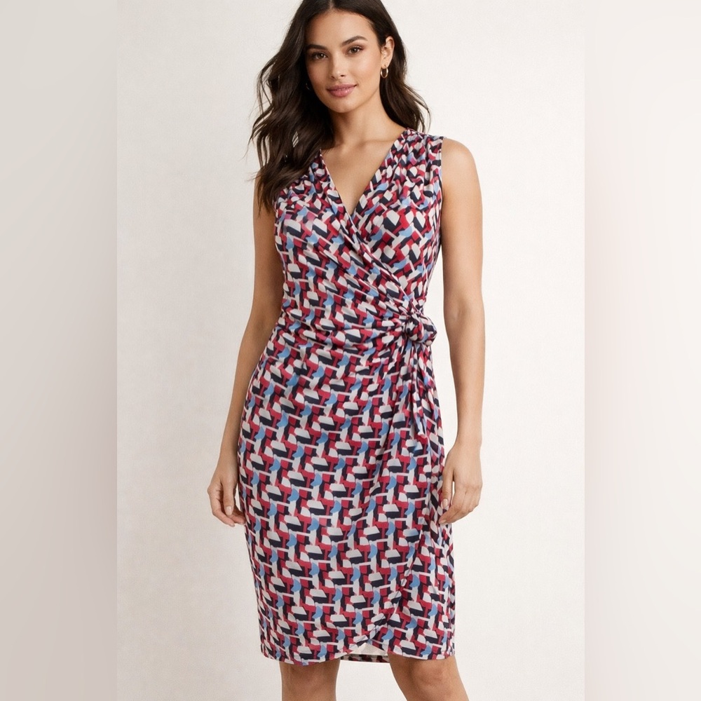 Banana Republic Red and Black Patterned Midi Dress PS